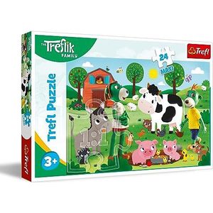 Trefl -The Treflik Family, Trefliki op het platteland-puzzel met 24 elementen, kleurrijke puzzels met stripfiguren De Trefliki-familie, een creatief spel voor kinderen vanaf 3 jaar