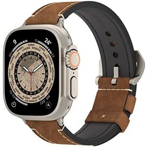Arktis Palermo Grande leren armband, compatibel met Apple Watch Ultra 49 mm, reservearmband [100% echt leer] [4 mm dik, 26 mm breed] [adapter en sluiting van staal, 316L roestvrij staal