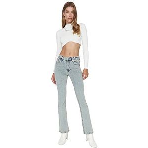 Trendyol dames jeans breed, grijs, 32w, grijs.