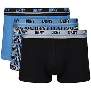 DKNY Dkny Boxershorts voor heren in zwart/blauw/patroon, superzachte katoenen stof, 95% premium kwaliteit, boxershorts voor heren, Blauw/zwart/blauw legering print