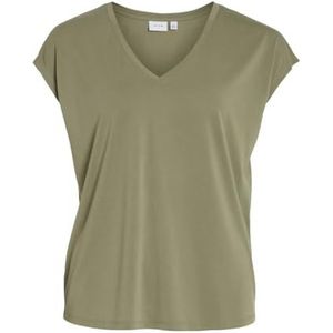 Vila T-shirt Vimodala à col en V S/S Top Noos pour femme, Vert olive, L