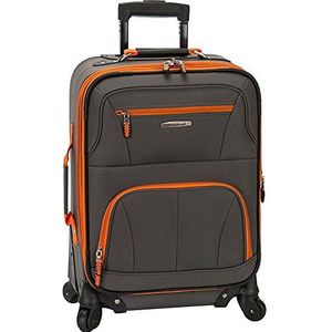 Rockland Pasadena Zachte koffer met zwenkwielen, Houtskool, Eén maat, Uittrekbare handtas van 48,3 cm