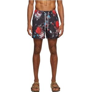 Urban Classics heren zwembroek Pattern Swim Shorts, Black Rose Aop, XL