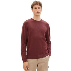 TOM TAILOR 1039810 heren sweater, 32620 - Tawny Port Red Melange