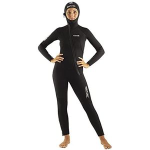 SEAC Club Lady, 5 mm wetsuit met geïntegreerde capuchon, Powertex beschermers in de schouders, kniebeschermers en bodem voor dames, zwart, L
