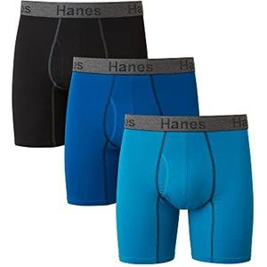 Hanes Comfort Flex Fit Ultra Soft Stretch Boxer Brief 3 stuks boxershorts voor heren (3 stuks), Standaard bijpassende pijpen