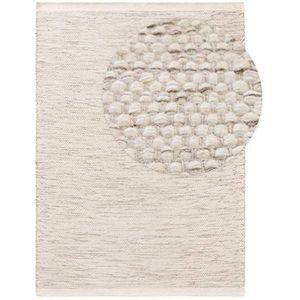 benuta Rocco Cream Laagpolig tapijt van wol, 140 x 200 cm, platte stof, voor woonkamer, slaapkamer, eetkamer of kinderkamer
