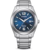 Citizen Eco-Drive herenhorloge met titanium armband AW1641-81L, blauw, modern, Blauw, Modern