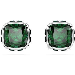 Swarovski Oorknopjes, vierkante grootte, mei, groen, gerhodineerd metaal, Kristal, Geen edelsteen