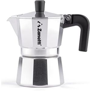 Zanetti, Mama Moka koffiezetapparaat van aluminium, halve kop, moka espresso met druppelstop, siliconen afdichting, ergonomische handgreep