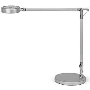 MAUL MAULgrace Colour Vario led-tafellamp, dimbaar, hoogwaardige bureaulamp met dubbele arm, designbureaulamp met kleurtemperatuur 3000-6500 K, zilver