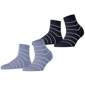 ESPRIT Dames Fine Line korte sokken, ademend, duurzaam, biologisch, versterkt katoen, duurzaam, zacht, fantasiepatroon, multipack, 2 paar, Veelkleurig (Blauw 0020)