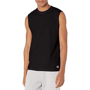 Russell Athletic Warmup Muscle T-shirt voor heren, klassiek katoen, zwart.