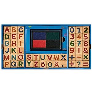 moses. Mijn grote set van 48 houten stempels voor kinderen, cijfers en letters voor schrijf- en rekenoefeningen, kleurrijk, 26241