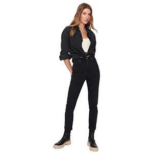 TRENDYOL Trendyol Basic Slim Jeans met hoge taille voor heren, jeans, dames, 1 stuk, zwart.