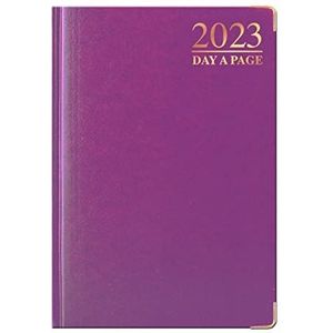 Premium 2023 A4-agenda 1 dag per pagina, FSC-gecertificeerd, 80 g/m², gouden randen, paars, 30 x 21 cm