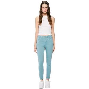 Springfield Jeans Slim Cropped Eco Dye Femme, Turquoise/Canard, 38