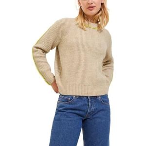 JACK & JONES Femme Jxleonora Diverse Ribbed Crew Neck Knit Pull en tricot, Peyotte/Détails : piping à la lime,XS