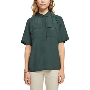 ESPRIT Blouse en Crêpe, Dark Teal Green, S