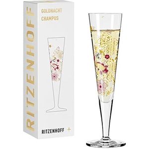 RITZENHOFF 1071023 champagneglas 200 ml - Goldnacht serie nr. 23 elegante sieraden met echt goud Made in Germany, goud, zwart, rood