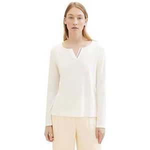 TOM TAILOR T-shirt à manches longues pour femme, 10315 - Whisper White, S