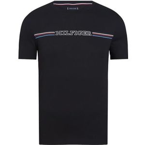 Tommy Hilfiger Gestreept T-shirt op de borst T-shirts S/S heren, zwart.