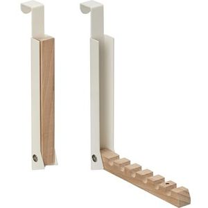 Relaxdays Opvouwbare kapstok, 2 stuks, voor deuren tot 2 cm dik, voor 6 kleerhangers, beige