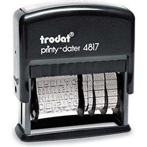 Trodat Printy 4817B 4812 roterende stempel, zelfklevend, met datum en dag van de week, 48 x 3,8 mm, zwart