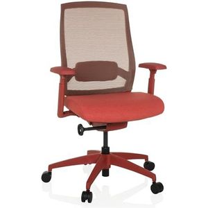 hjh OFFICE Colore Professionele ergonomische bureaustoel, draaibaar, verstelbare zitdiepte en lendensteun, ademende rugleuning, rood