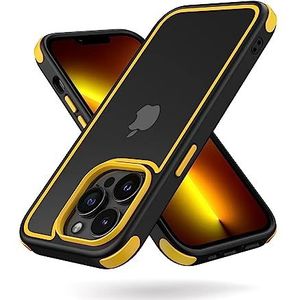 MobNano Beschermhoes voor iPhone 13 Pro, ultra hybride transparant, schokbestendig, valbescherming, siliconen, schokbestendig, valbescherming, zwart/goud