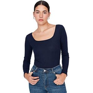 Trendyol Trendyol Bodysuit voor dames, gebreide bodysuit met U-hals, dameshemd (1 stuk), Navy Blauw