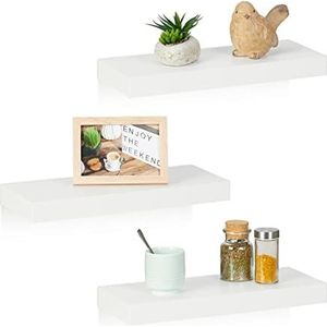 Relaxdays wandplank - set van 3 - zwevende plank wit - woonkamer - boekenplank slaapkamer