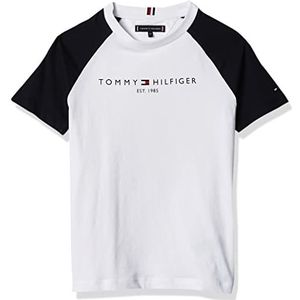 Tommy Hilfiger Essential Colorblock T-shirt voor jongens, Wit.