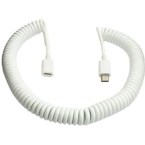 System-S USB 2.0 kabel 3 m Micro B mannelijk naar vrouwelijk spiraaladapter wit