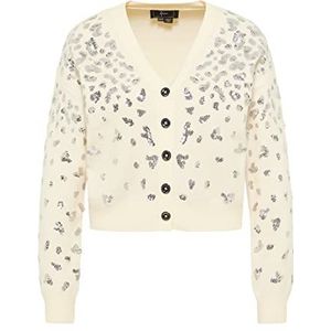 faina sweater dames, ivoor, zilverkleurig