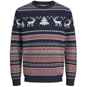 Jack & Jones Jorsnowball gebreide trui met ronde hals voor heren, marineblauw blazer