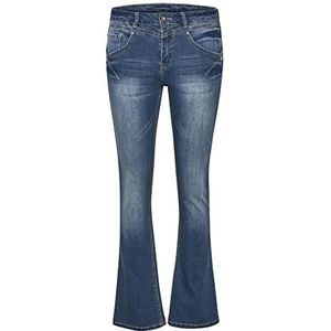 Cream Women's Jeans Bootcut Legs Full-Length Slim Fit Regular Waistband, Medium Blue Denim, 34W