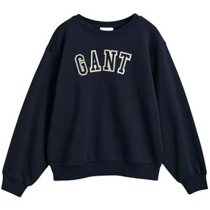 GANT Sweat-shirt à col en C avec logo pour femme, Bleu nuit, XL