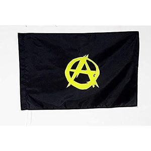 AZ FLAG Anarchistische vlag, ster, geel, 90 x 60 cm, anarchisme vlag, 60 x 90 cm, schede voor vlaggenstok