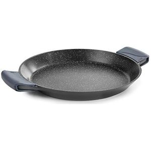 Lacor 25440 Paella-pan met siliconen handgrepen, anti-aanbaklaag, geschikt voor inductie, milieuvriendelijk, PFOA-vrij, gegoten aluminium, 40 cm, zwart