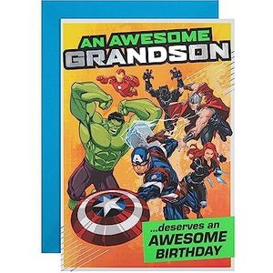 Hallmark Carte d'anniversaire pour petit-fils – Motif super-héros Marvel avec activité