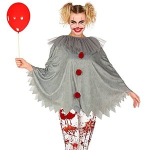 Widmann Widmann-48151 48151 - clownkostuum horror, poncho, joker, themafeest, Halloween, dames, 10206328, meerkleurig, eenheidsmaat past de meeste volwassenen