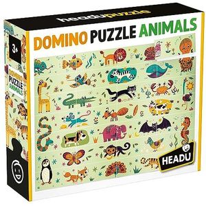 Headu Domino Dierenpuzzel Mu55270, leerpuzzel voor kinderen, leeftijd 3+, gemaakt in Italië