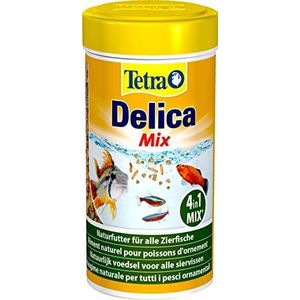 Tetra Delica Mix Natuurlijk voer – mix van 4 verschillende dieren (waterchips, artemia, krill, gammarus), natuurlijke snacks voor siervissen, 250 ml