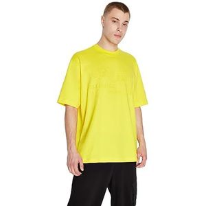 Armani Exchange Polo oversized Heavy Cotton Jersey Embossed Logo Jumper Polo pour homme, jaune, XL