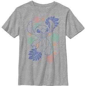 Disney Lilo & Stitch - Retro Tropical Tonal Stitch T-shirt met korte mouwen T-shirt voor jongens, Heather Grijs
