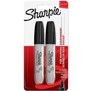 Sharpie permanente markers | afgeschuinde punt | zwart | 2 stuks