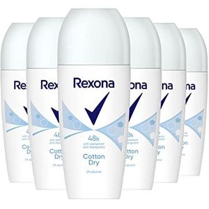 Rexona Anti-transpiratie Roll-On Cotton Dry met een licht bloemige en subtiele geur geïnspireerd op katoen