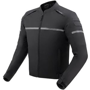 OZONE MOTO Rider Motorjas voor heren, textiel, elleboog- en schouderbescherming, niveau 1, uitneembare waterdichte thermische voering, 3 ventilatiekanalen, maten tot 13XL, zwart.