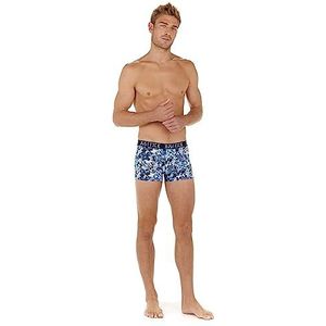 Hom Set van 3 boxershorts Rocky #2 Slim Fit Boxershorts voor heren (3 stuks), Set van 3: bedrukt met gestileerde bloemen blauwtinten effen marineblauw + effen blauw